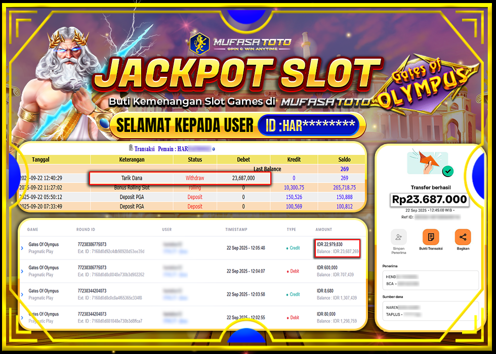 MUFASATOTO JACKPOT PRAGMATIC PLAY Rp.23.687.000|LUNAS